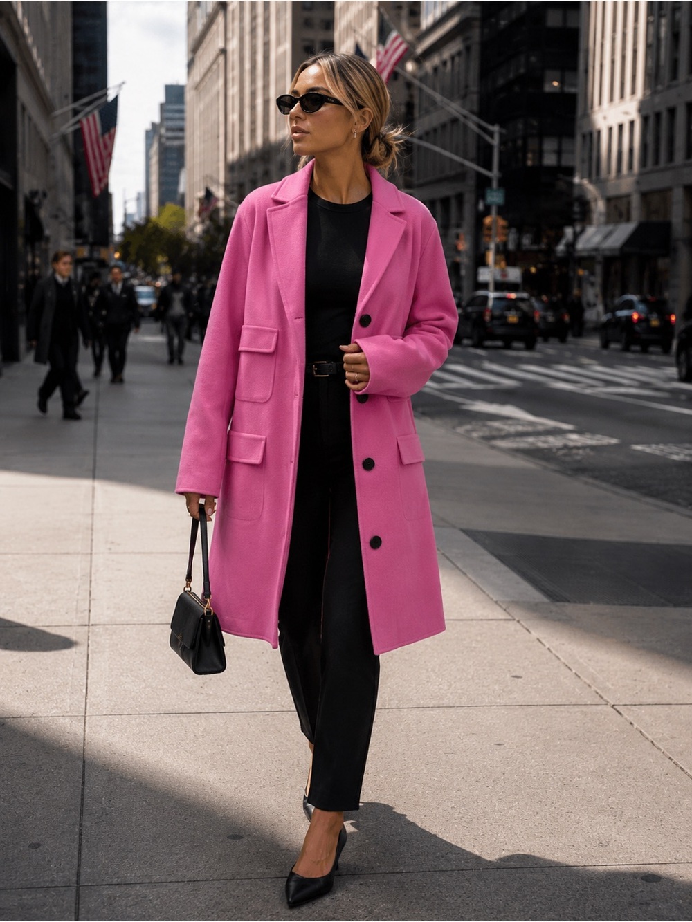 Valentino Womens Pink Single-Breasted Wool Blend Coat